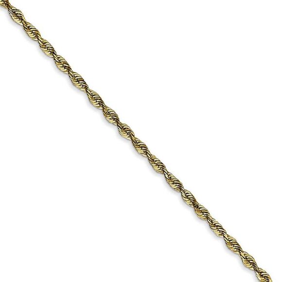 2mm 10k Yellow Gold Diamond Cut Hollow Rope Chain Necklace 18 Inch